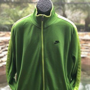 NIKE FULL-ZIP GREEN AND YELLOW POLYESTER BLEND TRACK JACKET (X-LARGE)